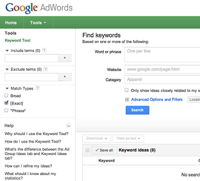 Google Keyword Tool