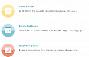 Tipos de formulario registro mailchimp