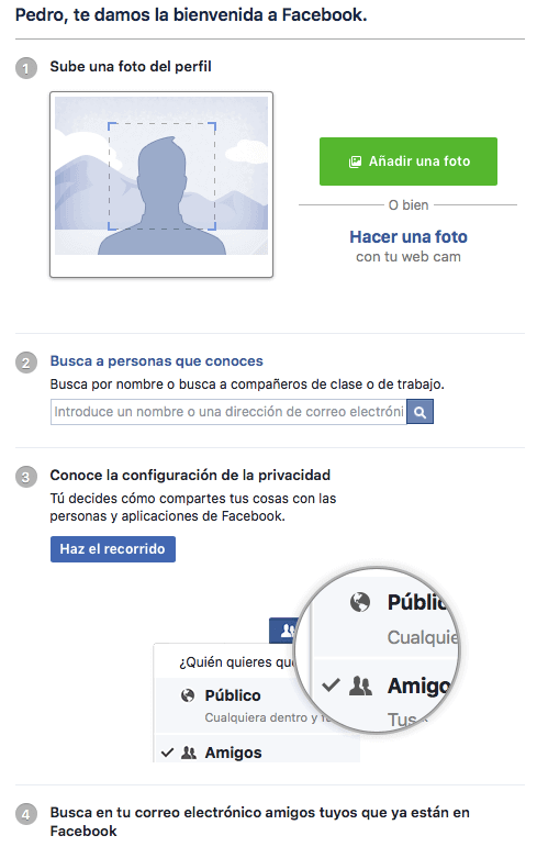 cómo configurar mi cuenta de facebook