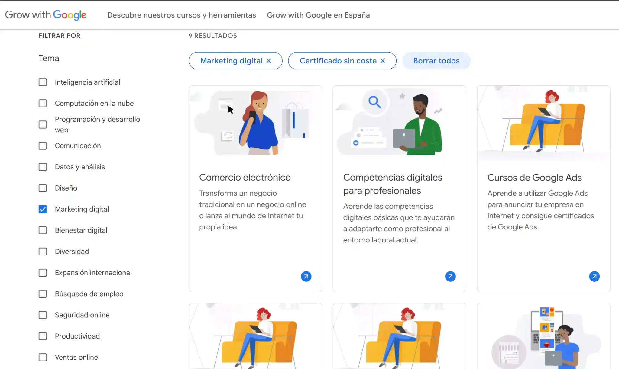 Cursos de marketing digital gratis por Google