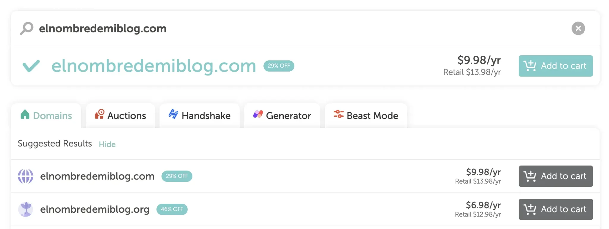 Choose a domain for your blog name