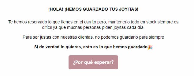 ejemplo email marketing carrito abandonado