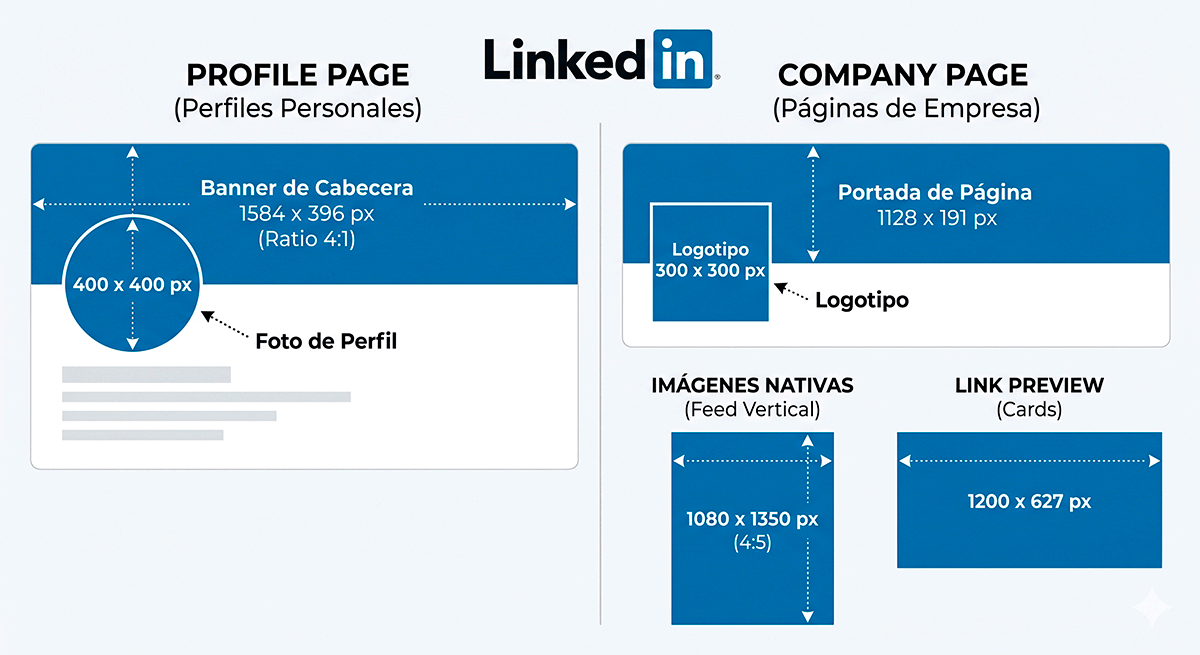 medidas y tamaños para linkedin