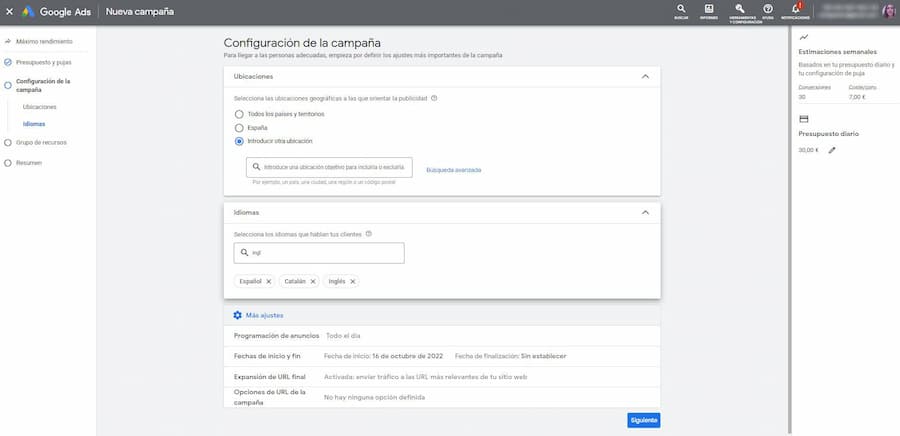 ubicaciones performance max
